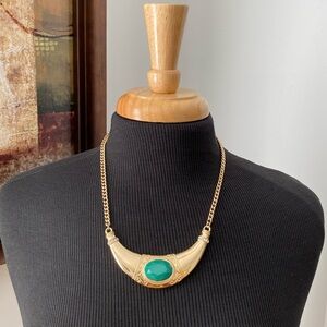 Gold Tone Metal Bib Necklace